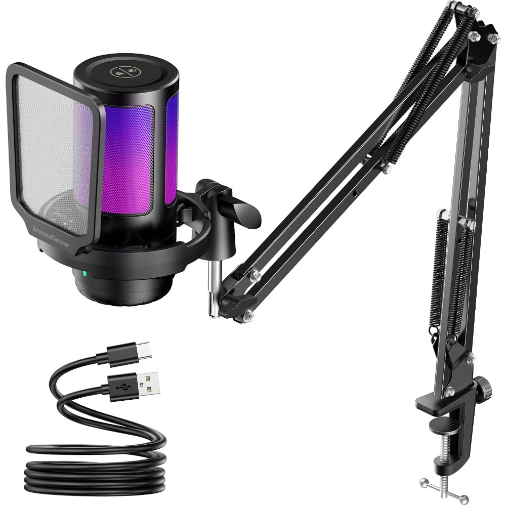 Gaming Microphone - Noise Cancelling Microphone, Mute, Gain, RGB