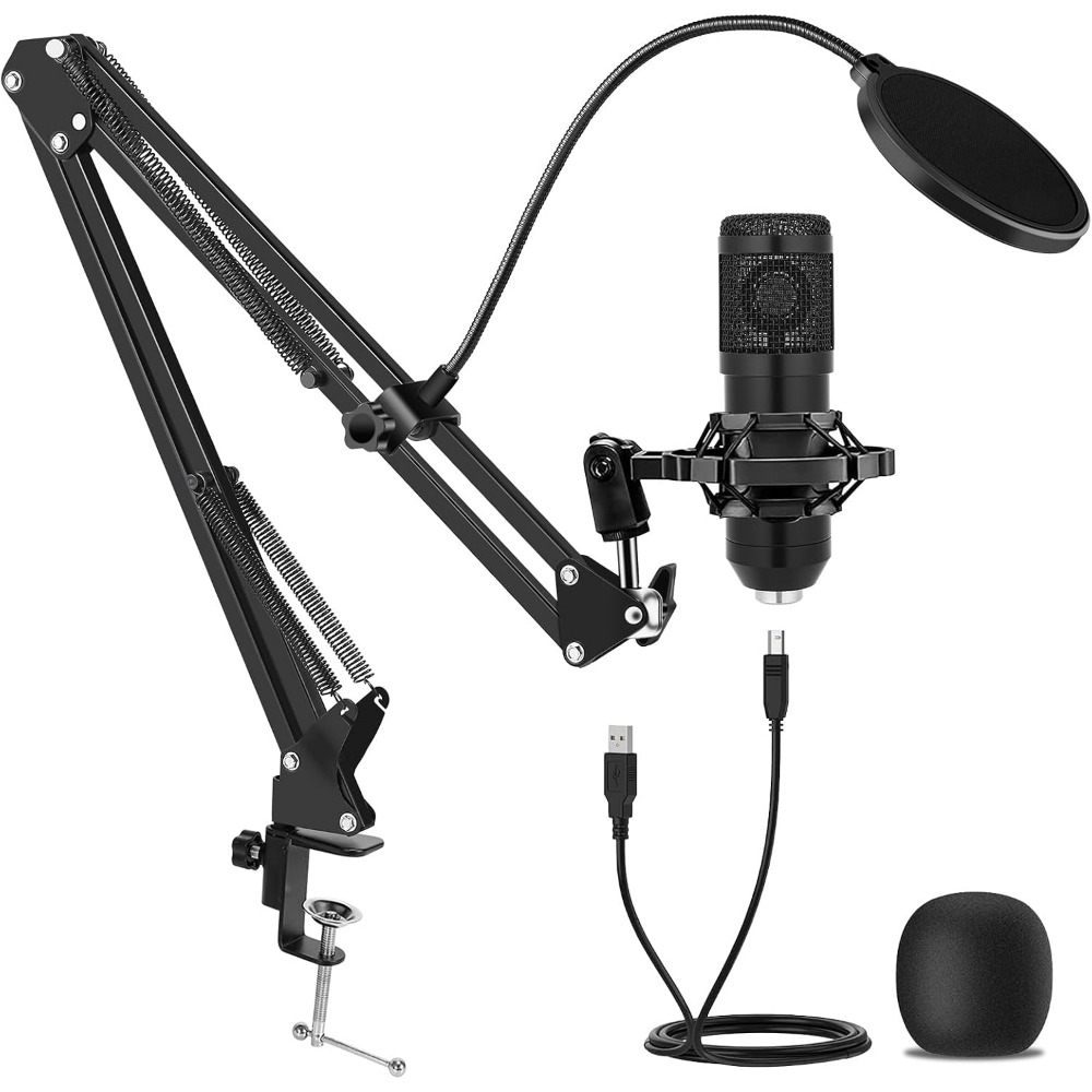 Gaming Microphone - Condenser Microphone Kit with Adjustable Boom