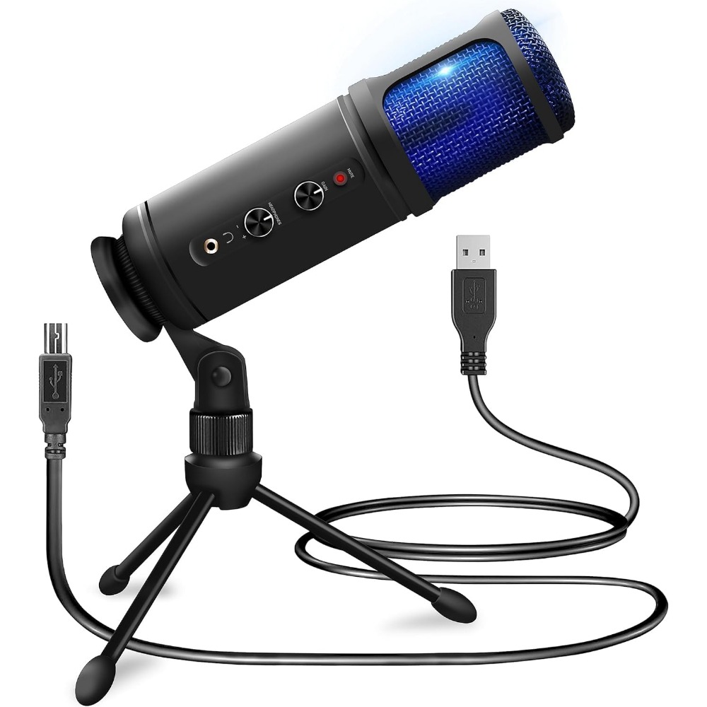 Gaming Microphone - Adjustable Gain Condenser Mic with Jack,