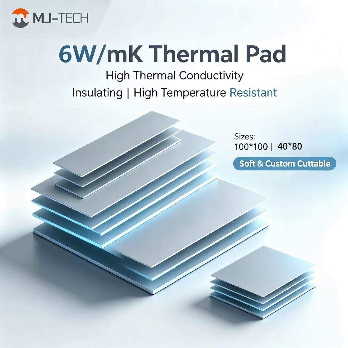 Laptop Cooling Pad - MJ-TECH 6W/mK Thermal Pad Non-Conductive Silicone