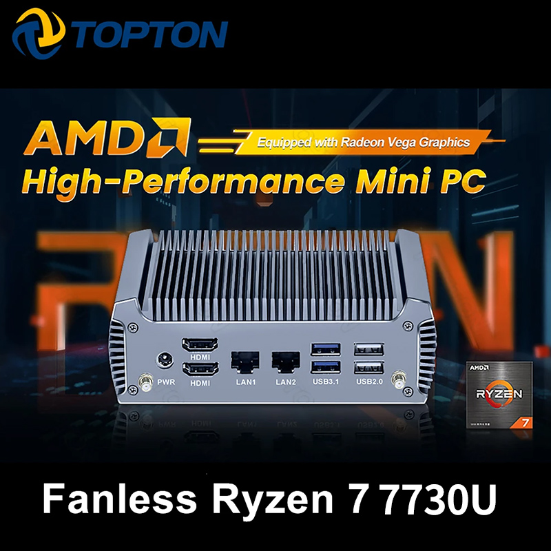 Pc Gaming Ryzen 7 - Topton FU02 Fanless Mini PC AMD