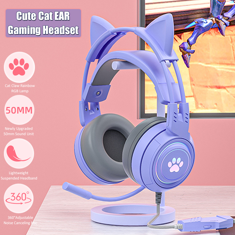 Cute Cat Ear Gaming Headphones - огляд і ціна Pc Gaming Y Monitor
